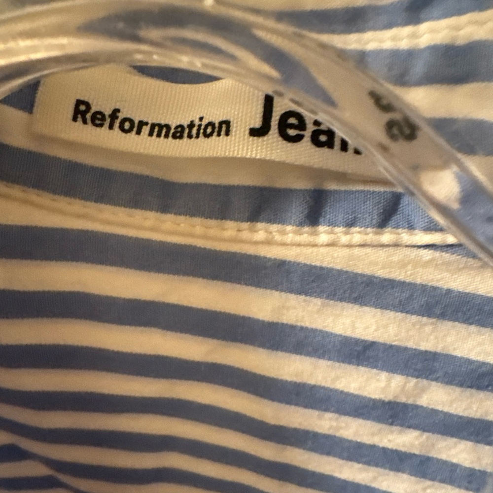Reformation Blue Striped Button Down Shirt - Picture 6 of 12